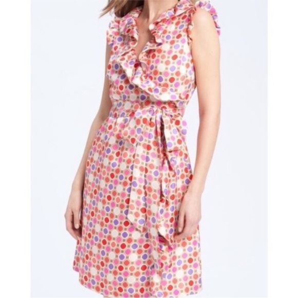 Kate Spade Aubrey silk wrap spring dress pink women’s size 4 - Picture 3 of 6
